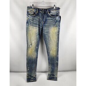 PRPS Jeans Men 32x34 Blue Multi Cayenne Skinny Fit Stretch Splatter Denim NWT